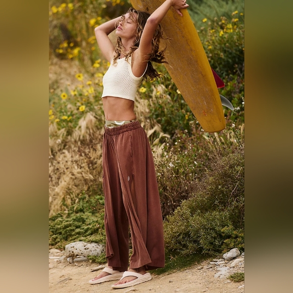 NWOT Hot Shot Slit Wide Leg Pants- Argon Oil - Picture 4 of 12